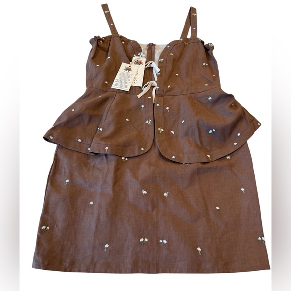 Fanm Mon Helaina Floral Embroidered Bow Front Sweetheart Mini Dress NEW $388 - Picture 5 of 16